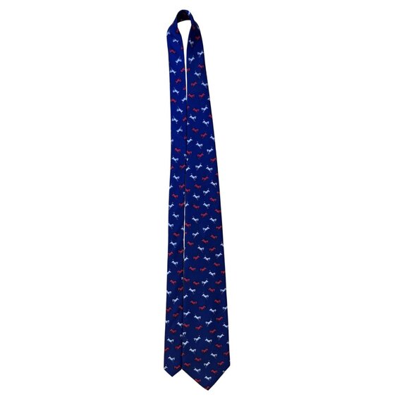 Alynn Mens Blue Silk Horse Pattern Tie Creative American Design USA-Made - Picture 5 of 9